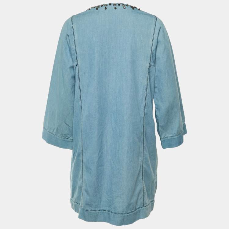 Pre Owned Elbaz x Lanvin X Acne Blue Embellished Detail Denim Mini Dress M