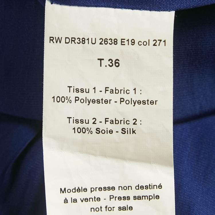 Pre Owned Lanvin Blue Crepe & Silk Drape Detail Maxi Dress S 