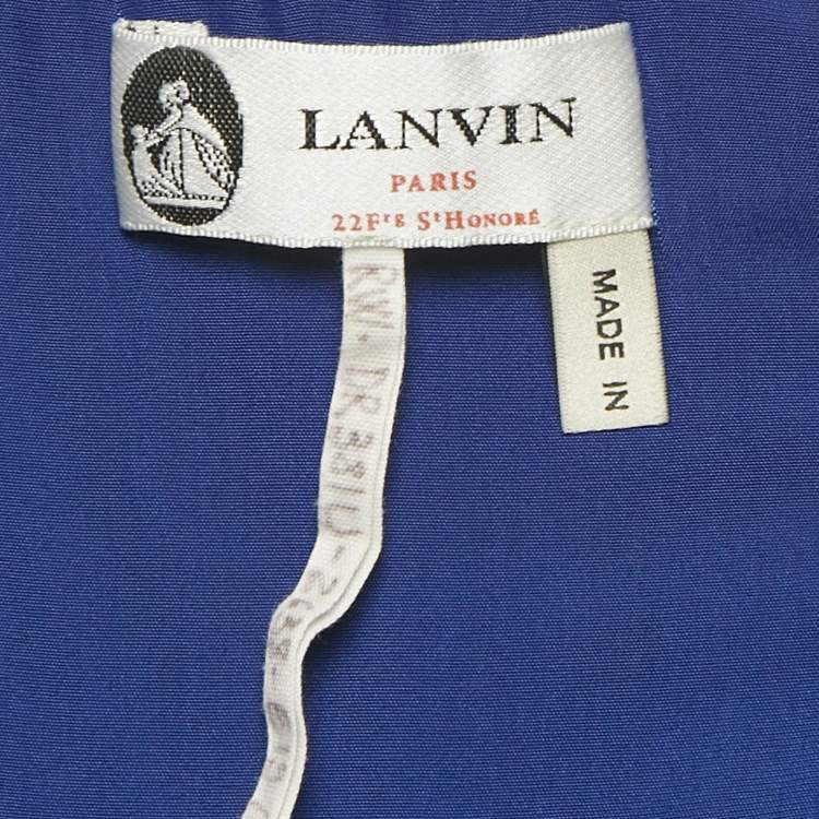 Pre Owned Lanvin Blue Crepe & Silk Drape Detail Maxi Dress S 