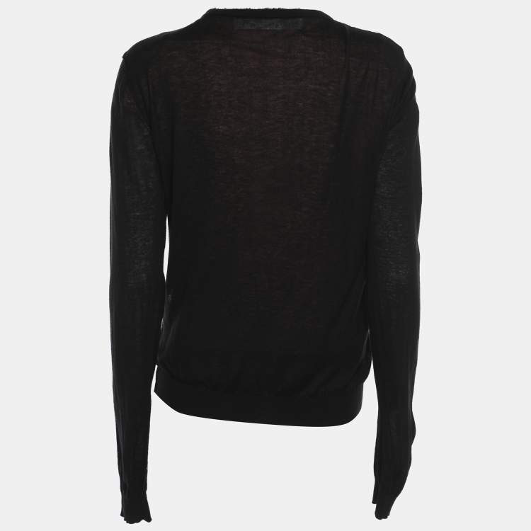 Pre Owned Lanvin Black/Peach Jersey and Lace Tops and Cardigan Set S