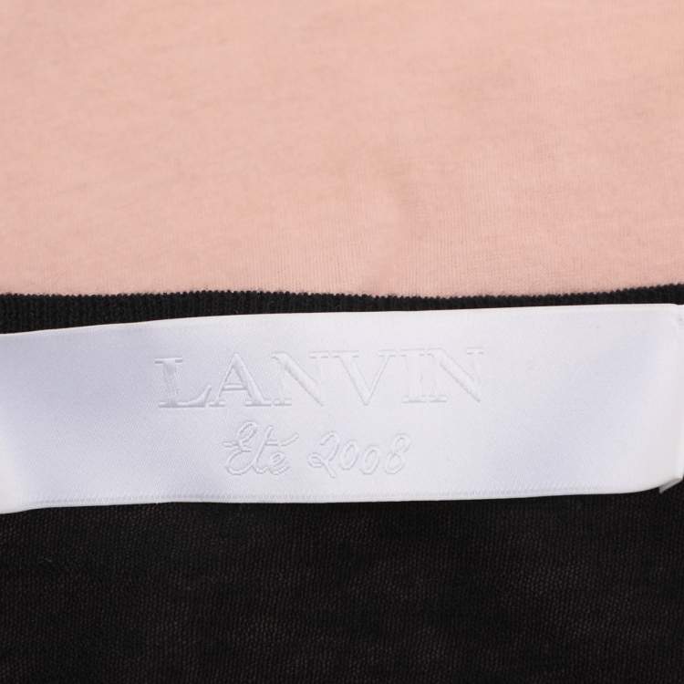 Pre Owned Lanvin Black/Peach Jersey and Lace Tops and Cardigan Set S