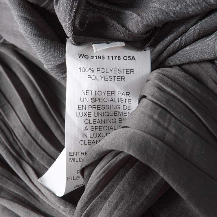 Pre Owned Lanvin Grey Draped Plisse Gathered Belted Maxi Dress S