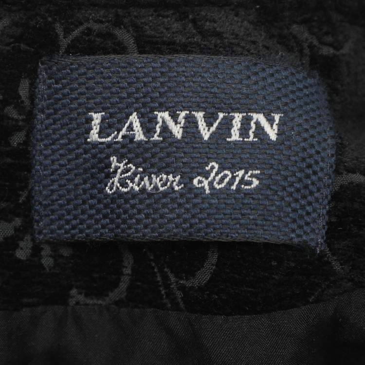 Pre Owned Lanvin Black Velvet Embellished Dress M