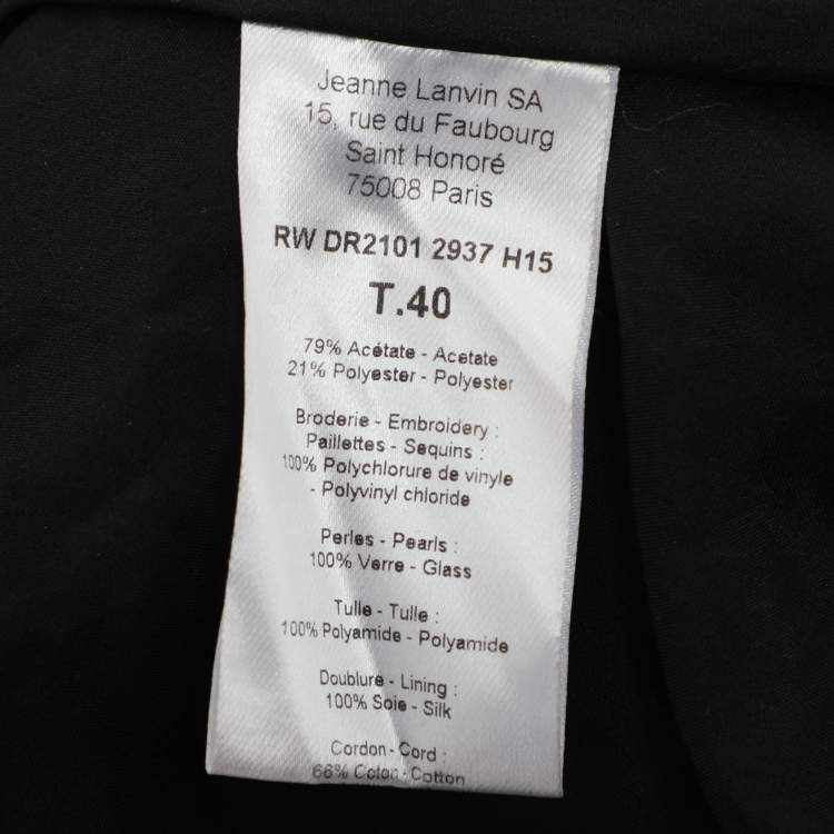 Pre Owned Lanvin Black Velvet Embellished Dress M