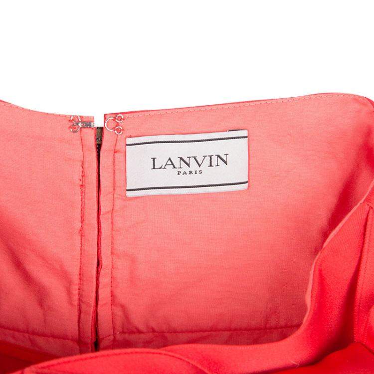 Pre Owned Lanvin Red Sash Bow Belt Detail Flared Circular Skirt S