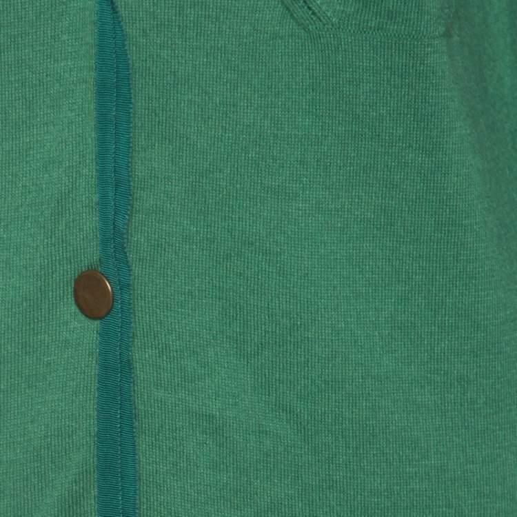 Pre Owned Lanvin Green Cashmere Blend Raglan Sleeve Button Front Long Cardigan S