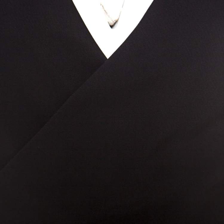 Pre Owned Lanvin Black Crepe Wrap Waistcoat Bodice Detail Tapered Jumpsuit S