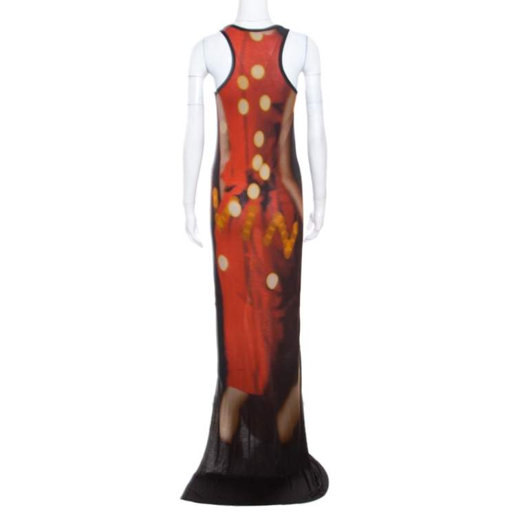 Pre Owned Lanvin Blurry Lights Printed Jersey Racer Back Tank Maxi Dress S