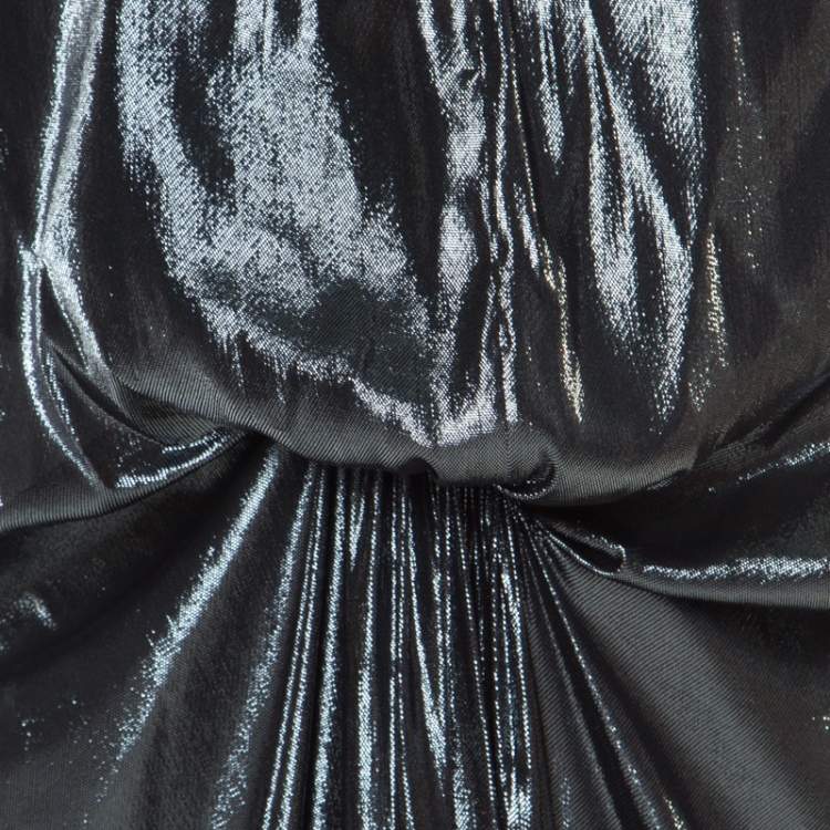 Pre Owned Lanvin  Metallic Draped Strapless Dress M