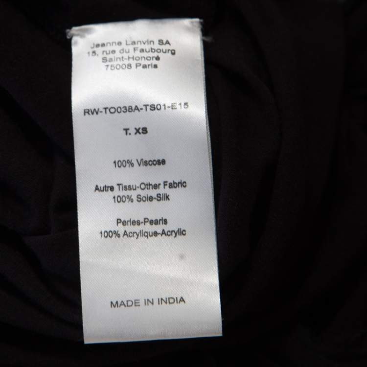 Pre Owned Lanvin Black Embellished Neck Raw Edge Detail Tank Top XS