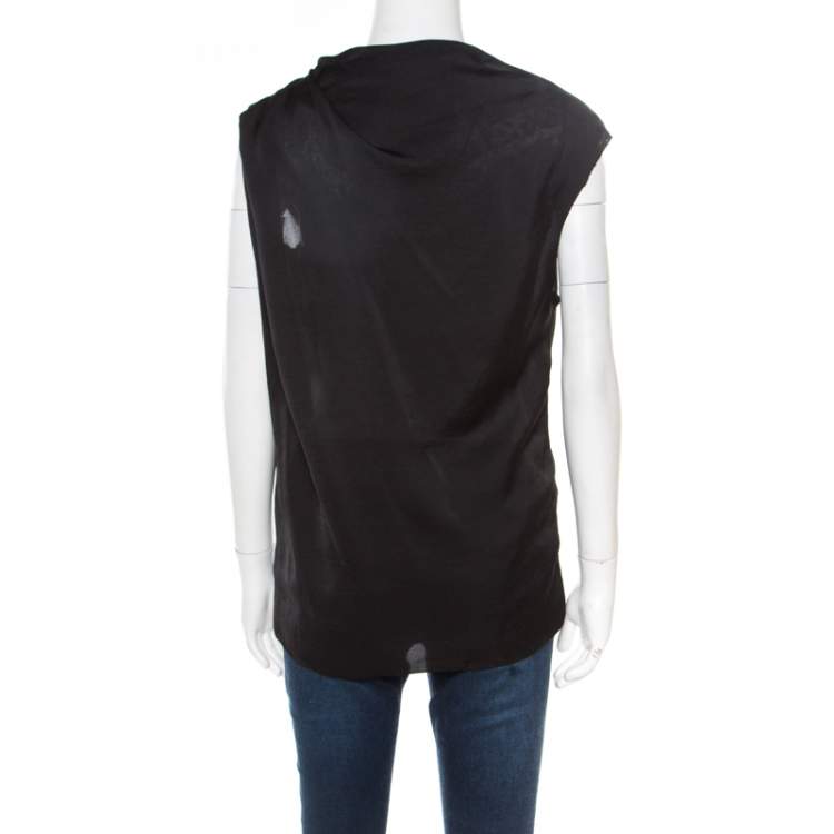 Pre Owned Lanvin Black Draped Sleeveless Top M