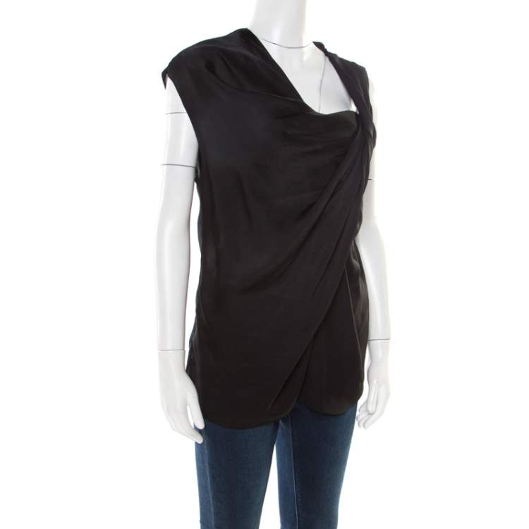 Pre Owned Lanvin Black Draped Sleeveless Top M