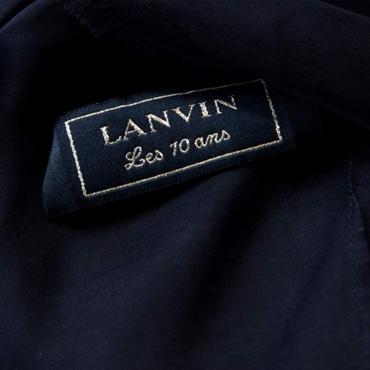 Pre Owned Lanvin Black Silk Organza Raw Edge Detail Sheer Yoke Layered Dress S