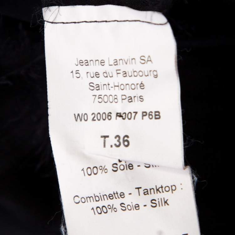Pre Owned Lanvin Black Silk Organza Raw Edge Detail Sheer Yoke Layered Dress S