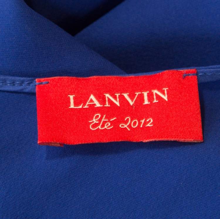 Pre Owned Lanvin Electric Blue Silk Sleeveless Draped Dress S