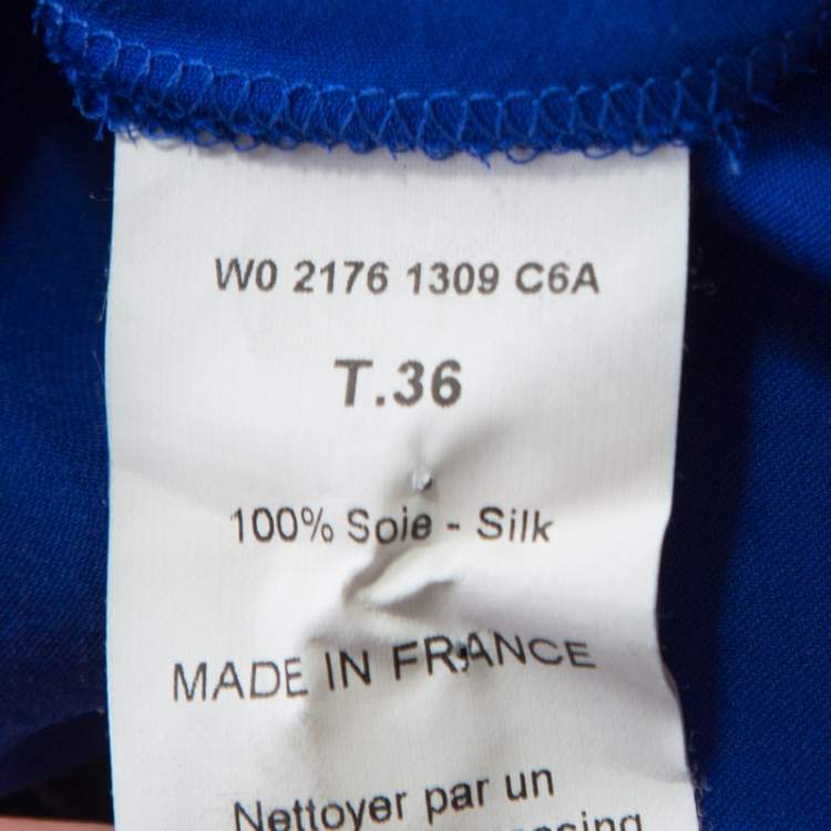 Pre Owned Lanvin Electric Blue Silk Sleeveless Draped Dress S