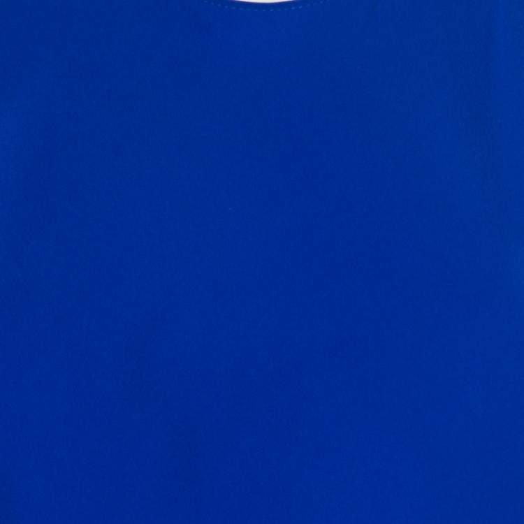 Pre Owned Lanvin Electric Blue Silk Sleeveless Draped Dress S