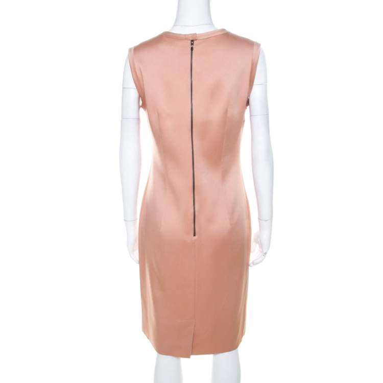 Pre Owned  Lanvin  Beige Stretch-Wool Sleeveless Sheath Dress M 