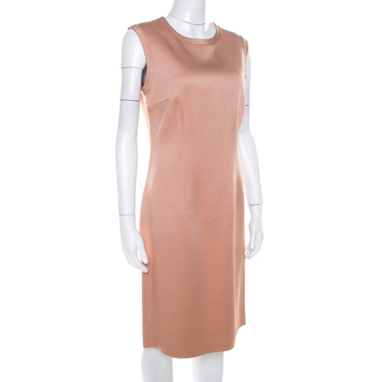 Pre Owned  Lanvin  Beige Stretch-Wool Sleeveless Sheath Dress M 