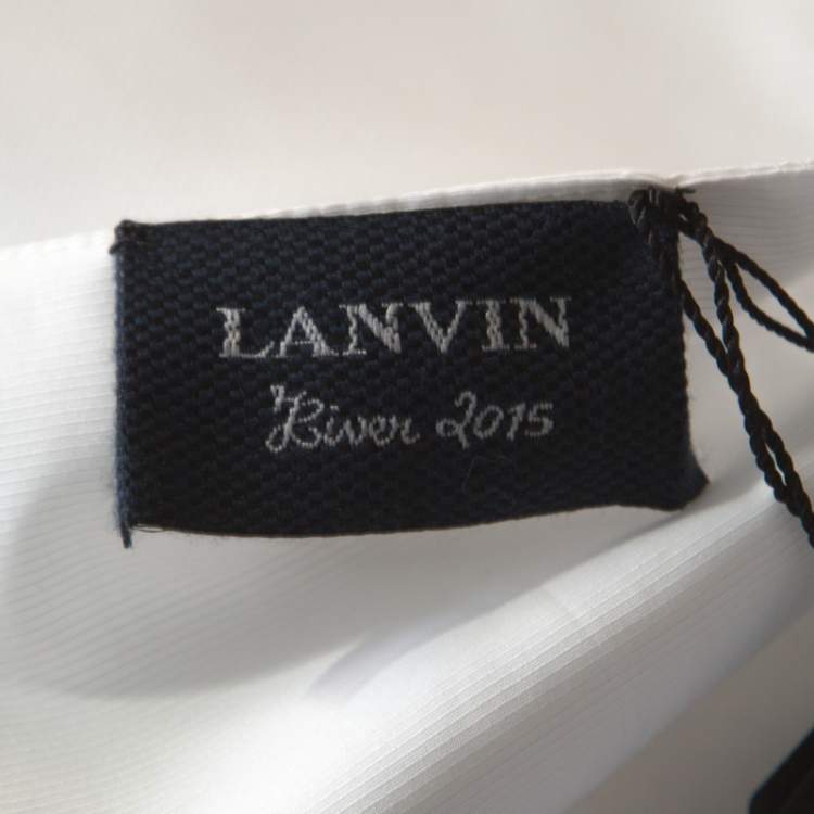 Pre Owned Lanvin White Cotton Long Sleeve Tuxedo Blouse M 