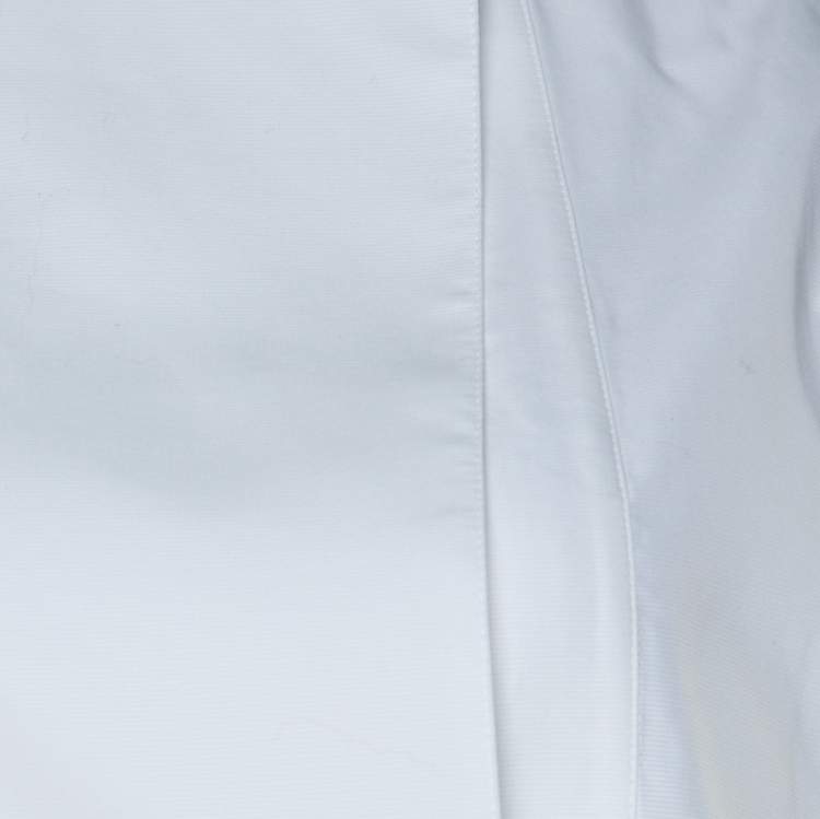 Pre Owned Lanvin White Cotton Long Sleeve Tuxedo Blouse M 