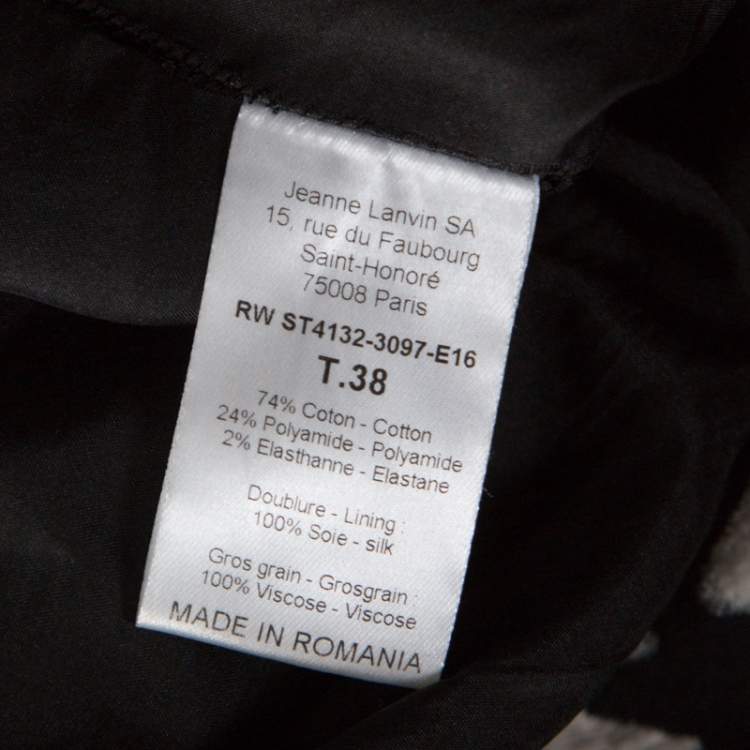 Pre Owned Lanvin Black Printed Cotton Stretch Sheath Skirt M