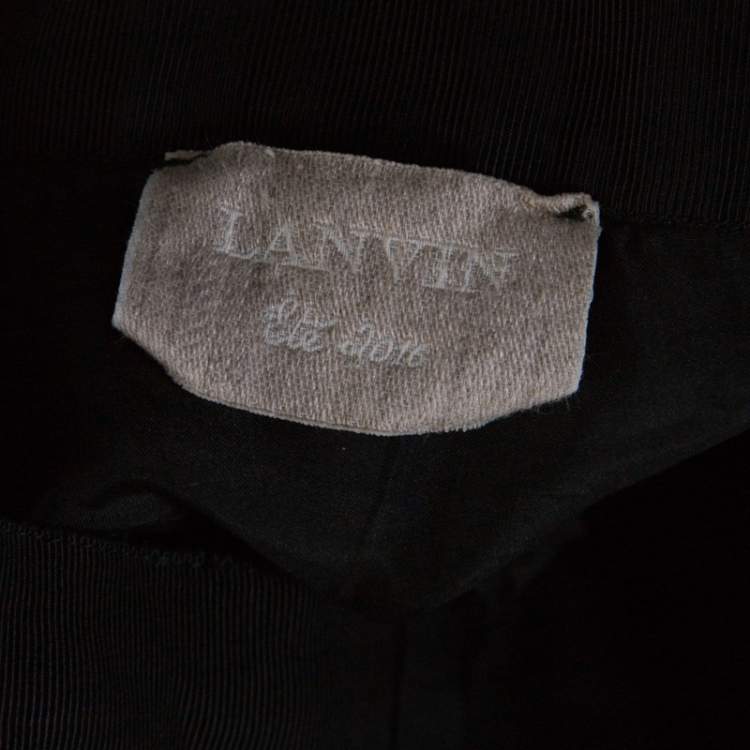 Pre Owned Lanvin Black Printed Cotton Stretch Sheath Skirt M