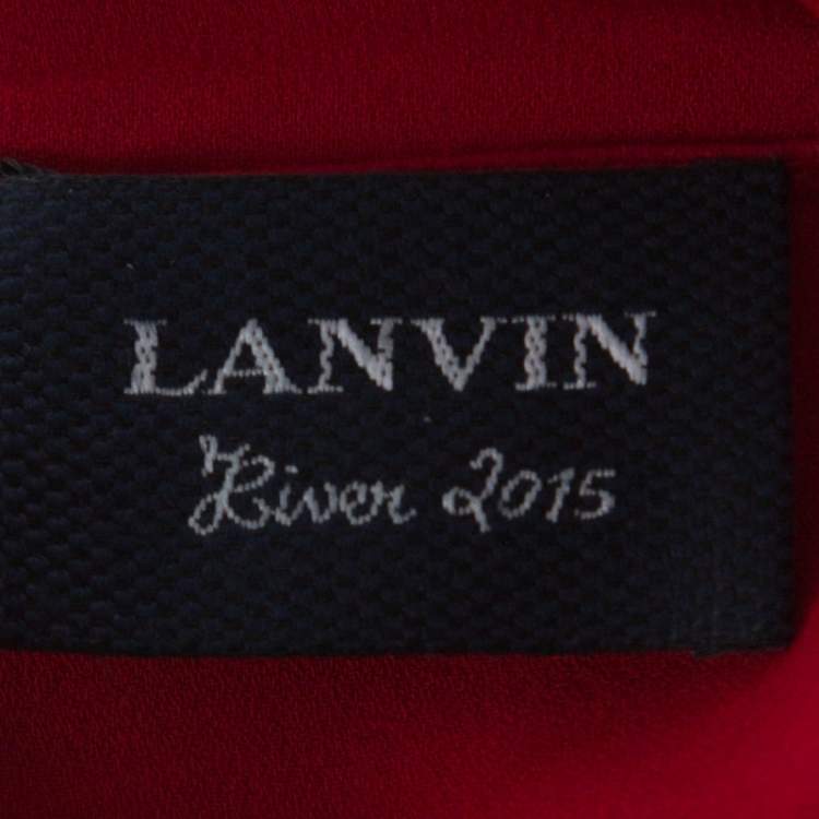 Pre Owned Lanvin Cherry Red Satin Neck Tie Detail Sleeveless Blouse M