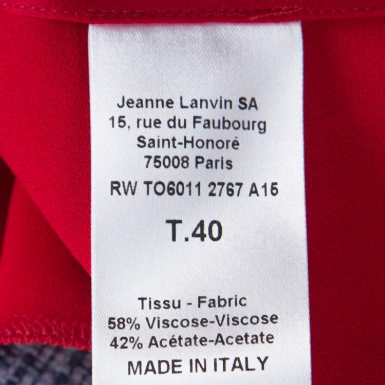 Pre Owned Lanvin Cherry Red Satin Neck Tie Detail Sleeveless Blouse M
