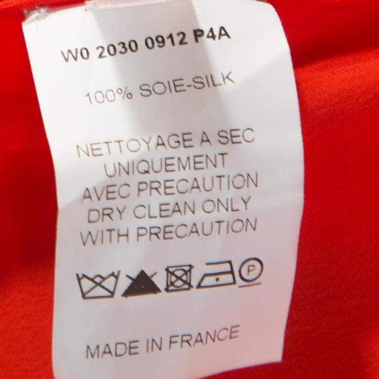 Pre Owned Lanvin Orange Silk Draped Front Belted Dress M