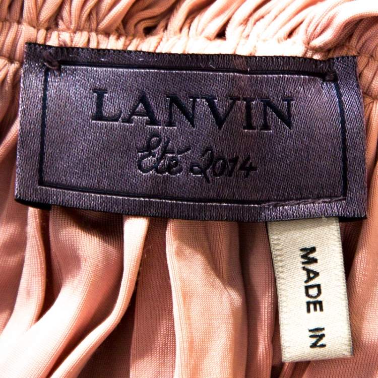 Pre Owned Lanvin Pink Satin Jersey Draped Gown M