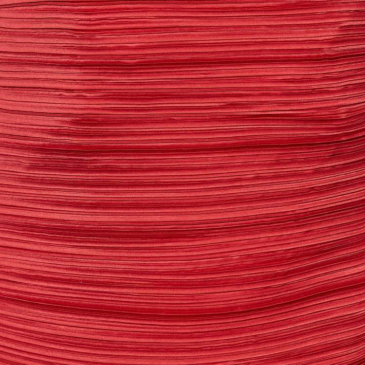 Pre Owned Lanvin Red Plisse Strapless Mini Dress M