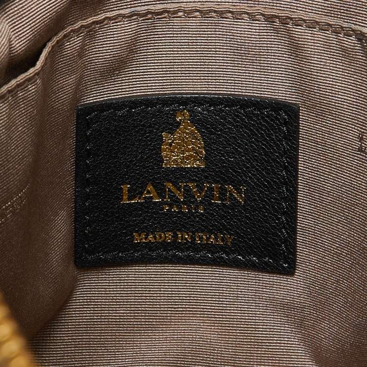 Pre Owned Lanvin Black/White White Leather Zip Shoulder Bag