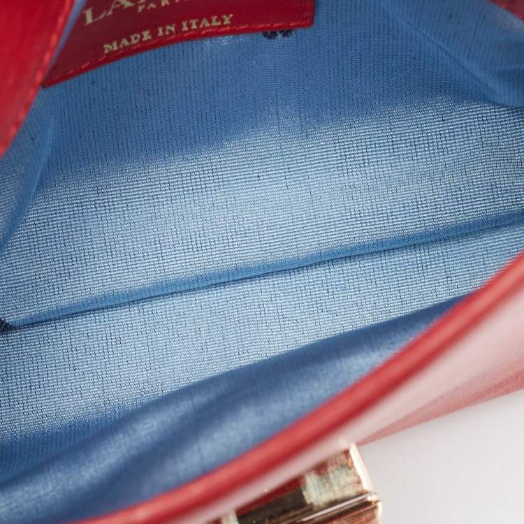 Pre Owned Lanvin Red Leather Mini Happy Crossbody Bag