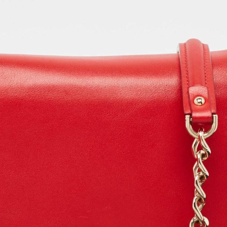 Pre Owned Lanvin Red Leather Mini Happy Crossbody Bag