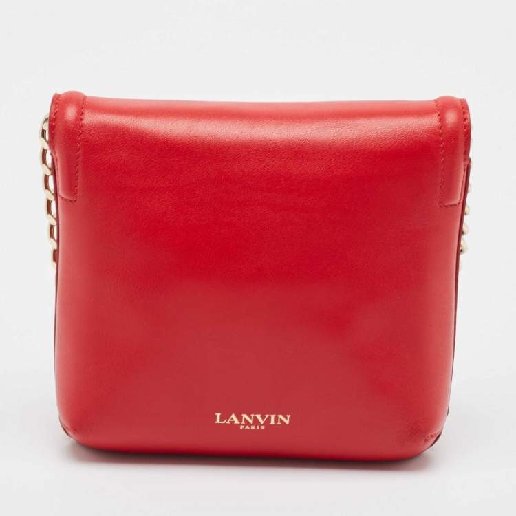 Pre Owned Lanvin Red Leather Mini Happy Crossbody Bag