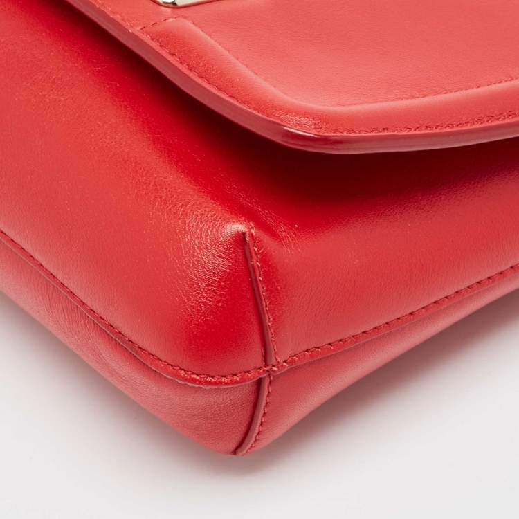 Pre Owned Lanvin Red Leather Mini Happy Crossbody Bag