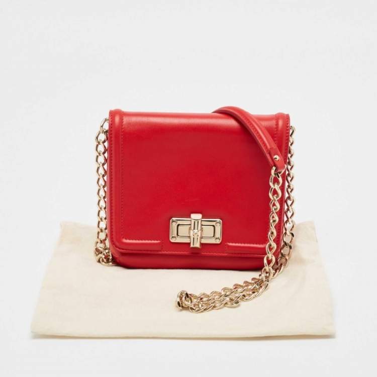 Pre Owned Lanvin Red Leather Mini Happy Crossbody Bag