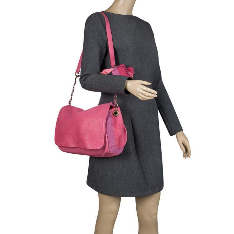مملوكة مسبقًا Lanvin Pink Leather and Fabric Shoulder Bag