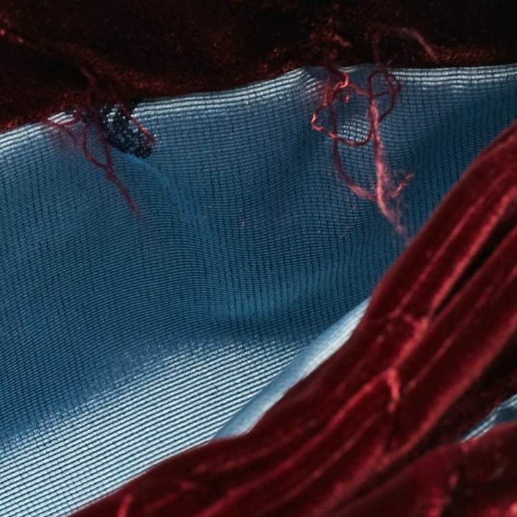Pre Owned Lanvin Burgundy Quilted Velvet Small Sugar Shoulder Bag