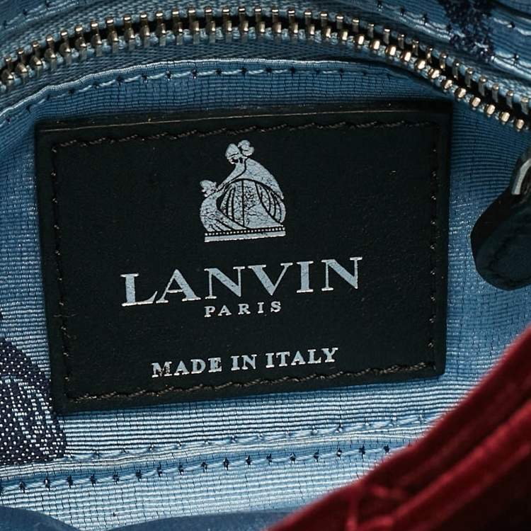 Pre Owned Lanvin Burgundy Quilted Velvet Small Sugar Shoulder Bag