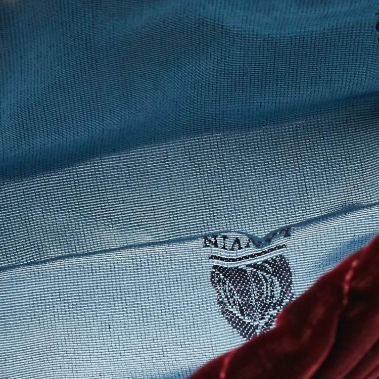 Pre Owned Lanvin Burgundy Quilted Velvet Small Sugar Shoulder Bag