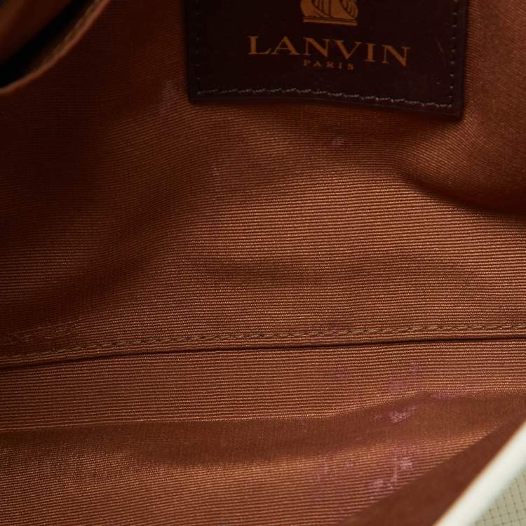 Pre Owned Lanvin White Leather Miss Sartorial Wristlet Clutch