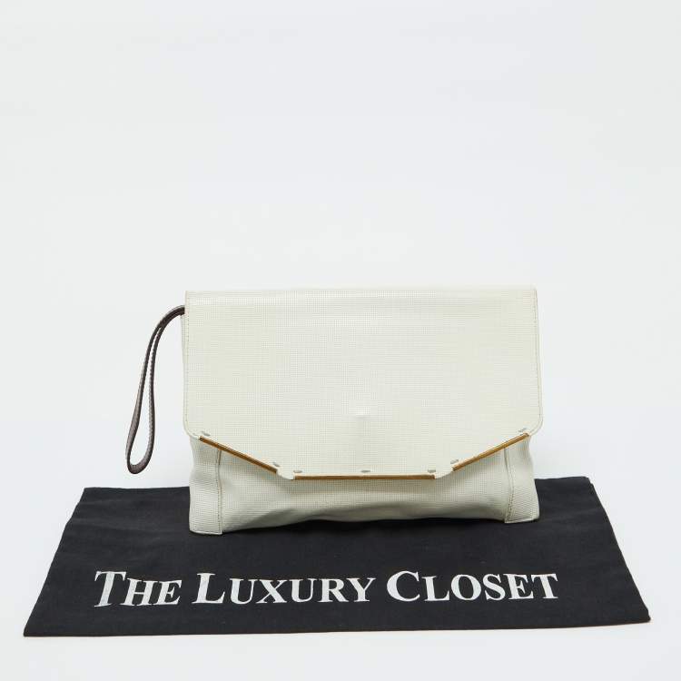 Pre Owned Lanvin White Leather Miss Sartorial Wristlet Clutch