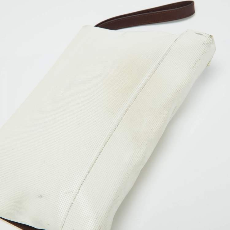 Pre Owned Lanvin White Leather Miss Sartorial Wristlet Clutch