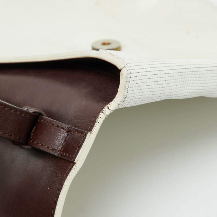 Pre Owned Lanvin White Leather Miss Sartorial Wristlet Clutch