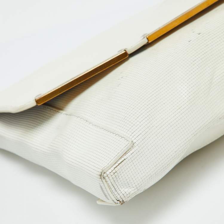 Pre Owned Lanvin White Leather Miss Sartorial Wristlet Clutch