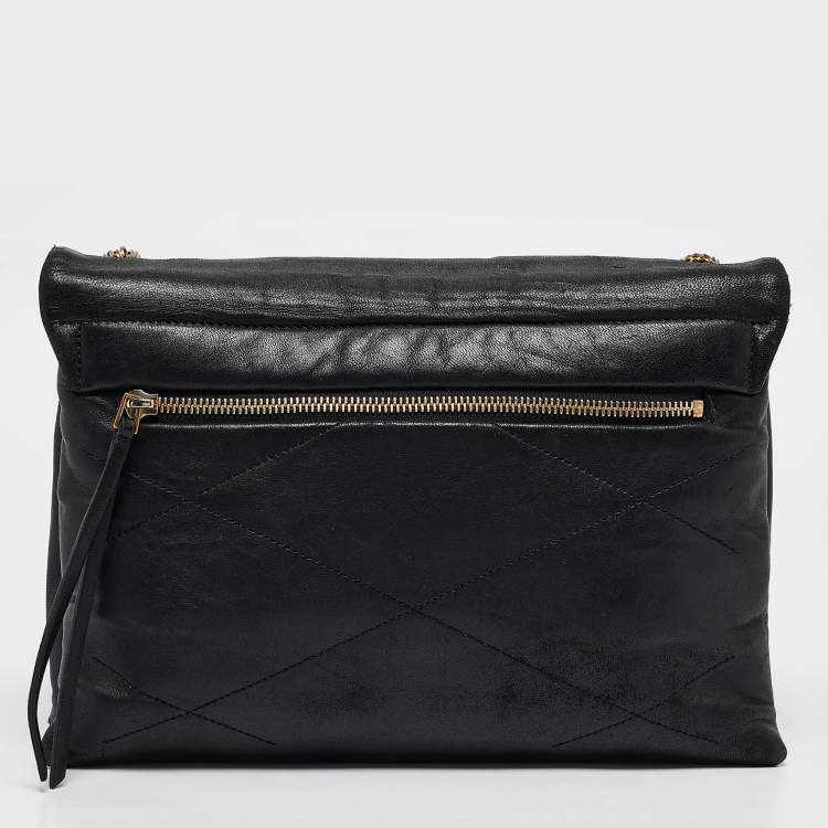 Pre Owned Lanvin Black Leather Sugar Flap Bag