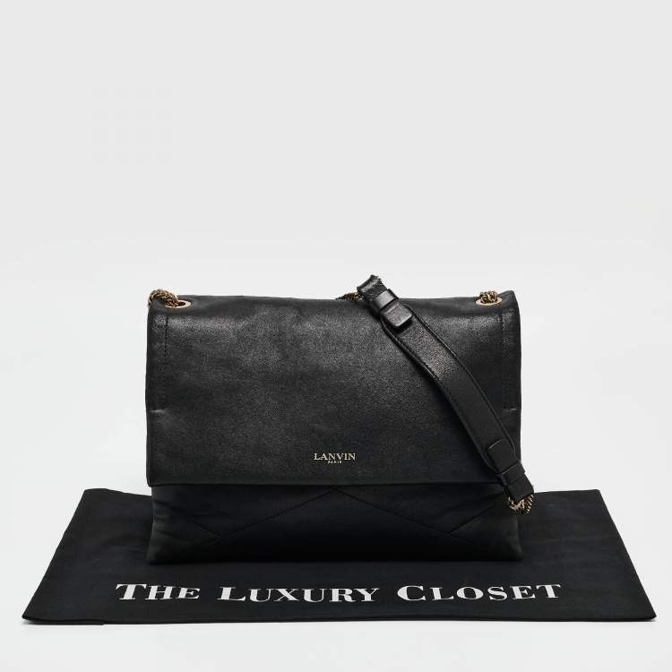 Pre Owned Lanvin Black Leather Sugar Flap Bag