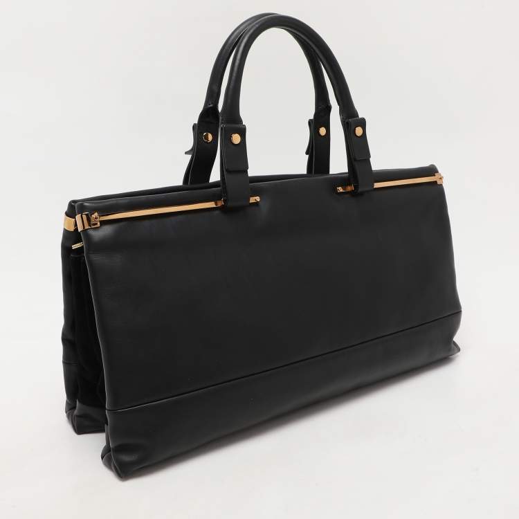 Pre Owned Lanvin Black Leather Satchel